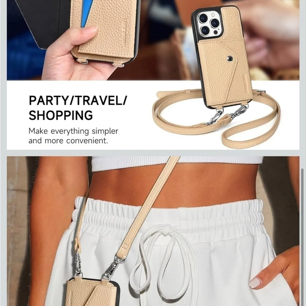 Tan Leather Phone Case with Strap (D05)